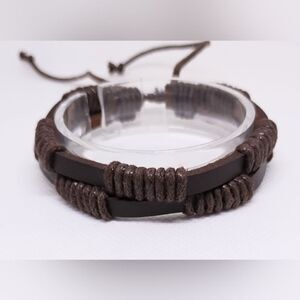 Men's leather bracelet layered brown new e36